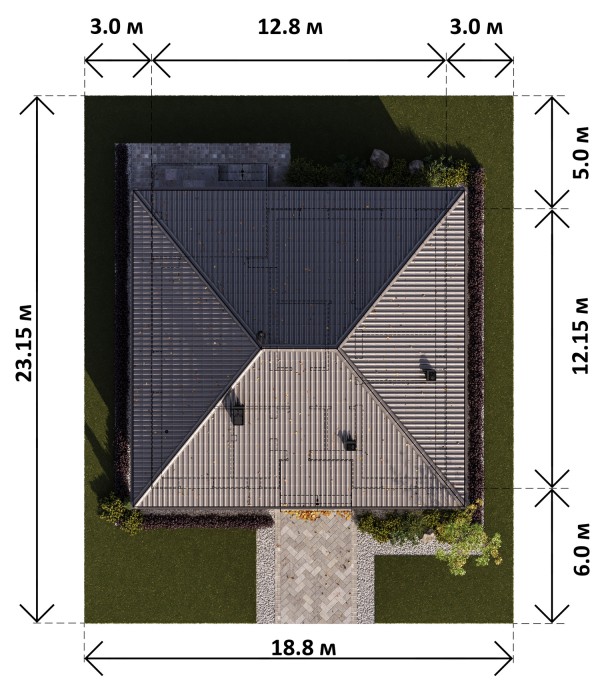 ПРОЕКТ ОДНОЭТАЖНОГО ДОМА С ШАТРОВОЙ КРЫШЕЙ GRAF B планировка этажей - фото 1