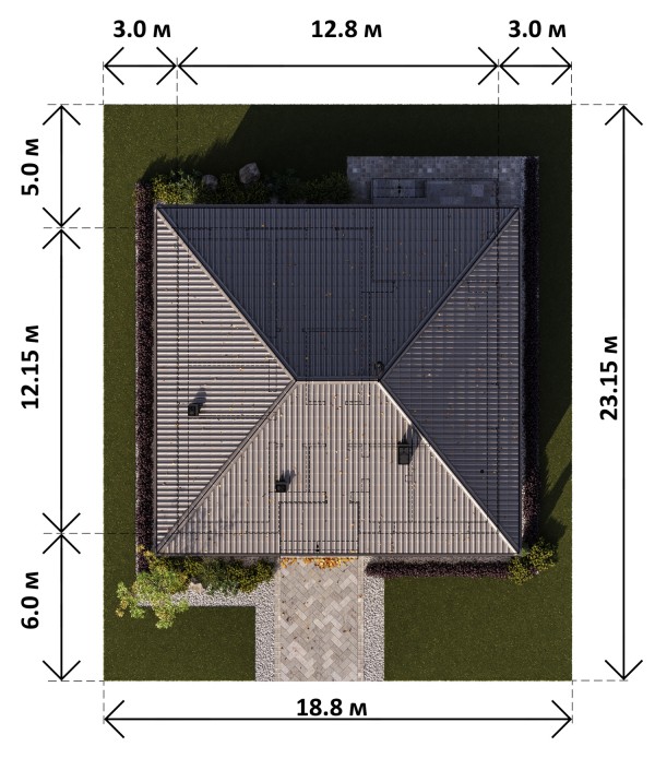 ПРОЕКТ ОДНОЭТАЖНОГО ДОМА С ШАТРОВОЙ КРЫШЕЙ GRAF B планировка этажей - фото 1