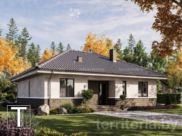 ПРОЕКТ ОДНОЭТАЖНОГО ДОМА С ШАТРОВОЙ КРЫШЕЙ GRAF B - фото